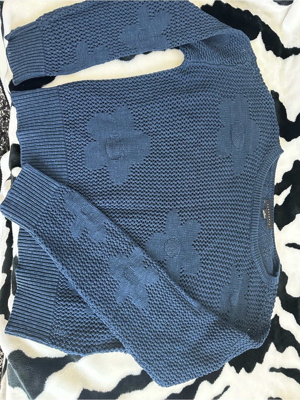 Sanctuary Women’s Textured Blue Floral Knit Sweater